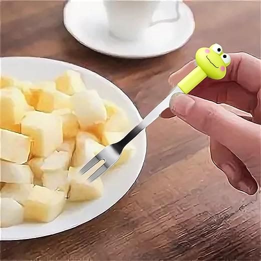 Set Of 6 Frog Food Pick, Stainless Steel Kids Food Pick, Cartoon Shape with 6 Cute Multi Fruit Fork & Stand, Cute Cartoon Frog Picks for Kids in Lunch Box, Reusable Lunch Box Decorative Toothpicks for Appetizer