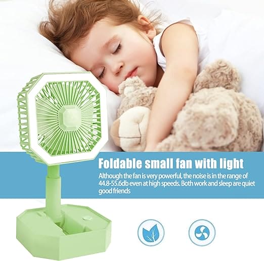 Diagonal Foldable Fan, Multipurpose Mini Table Fan, Personal Cooling Fan with Night Light, 2 In 1 Summer Silent Cool Fan, Usb Rechargeable Portable Fan With Led Night