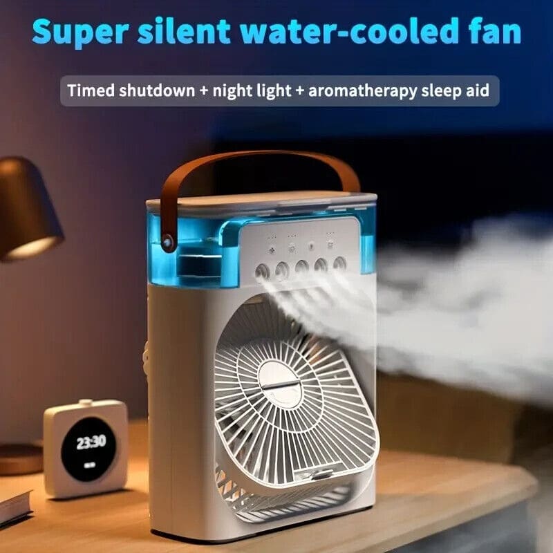 Humidifier Cooling Fan, Personal USB Air Cooler Fan, Mini Air Freshener Cooling Fan, Water Mist Humidification Fan, 3 In 1 Portable Fan Air Conditioner, Desktop Electric Fan Air Cooler, 7 Colors LED Light Humidifier, USB Powered Mini AC