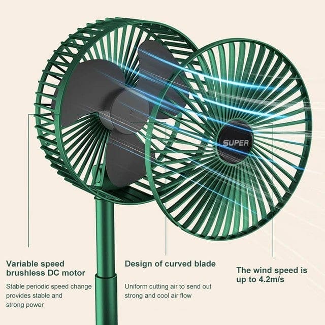 Telescopic Folding Fan, Mini Electric Desktop Fan, Portable Summer Rechargeable Fan, Multifunctional Adjustable Table Fan, Silent Table Top Personal Fan, Super Mobile Stand Folding Fan