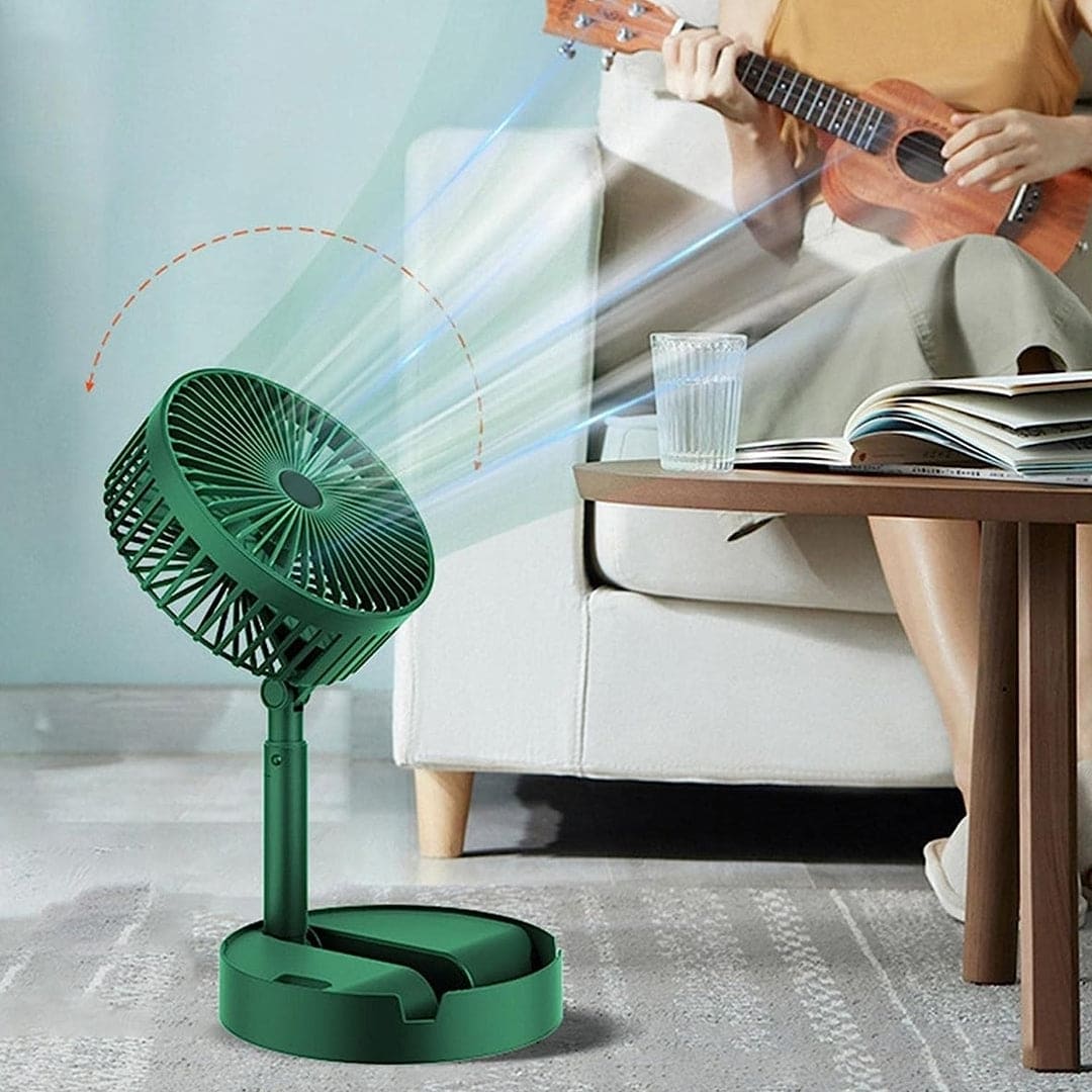 Telescopic Folding Fan, Mini Electric Desktop Fan, Portable Summer Rechargeable Fan, Multifunctional Adjustable Table Fan, Silent Table Top Personal Fan, Super Mobile Stand Folding Fan