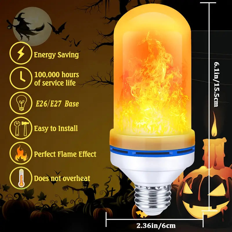 LED Flame Bulb, Yellow Flickering Lamp With Upside Down Effect, LED Dynamic Flame Effect Light, Indoor and Outdoor Home Decoration Flame Blub, Summer Flame LED Flame Light Bulb