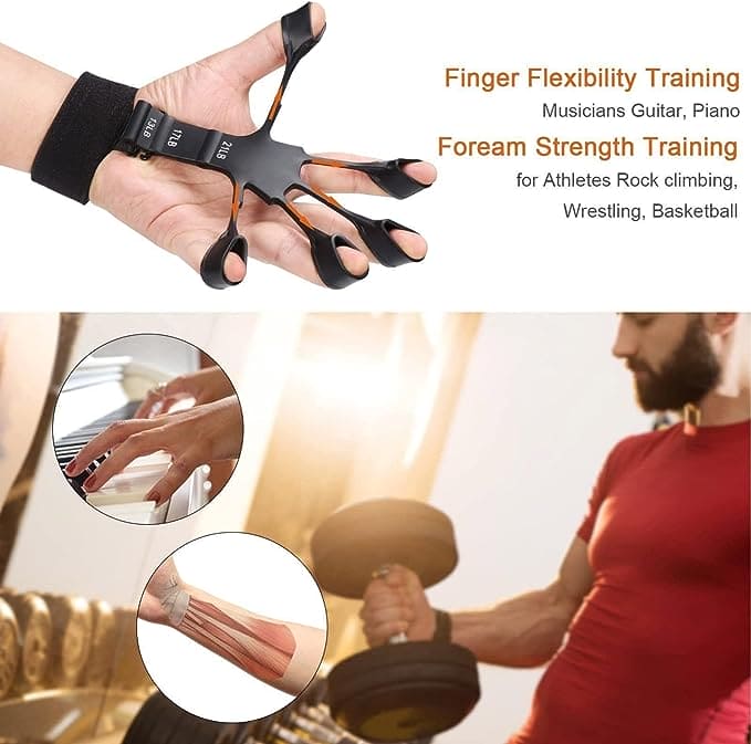 Finger Gripper, 6 Resistant Finger Exerciser, Patients Hand Recovery Physical Tools, Guitar Finger Strengthener, Silicone Gripster Grip, Finger Stretcher Hand Grip, Finger Sleeve for Guitar, Hand Therapy and Training Device