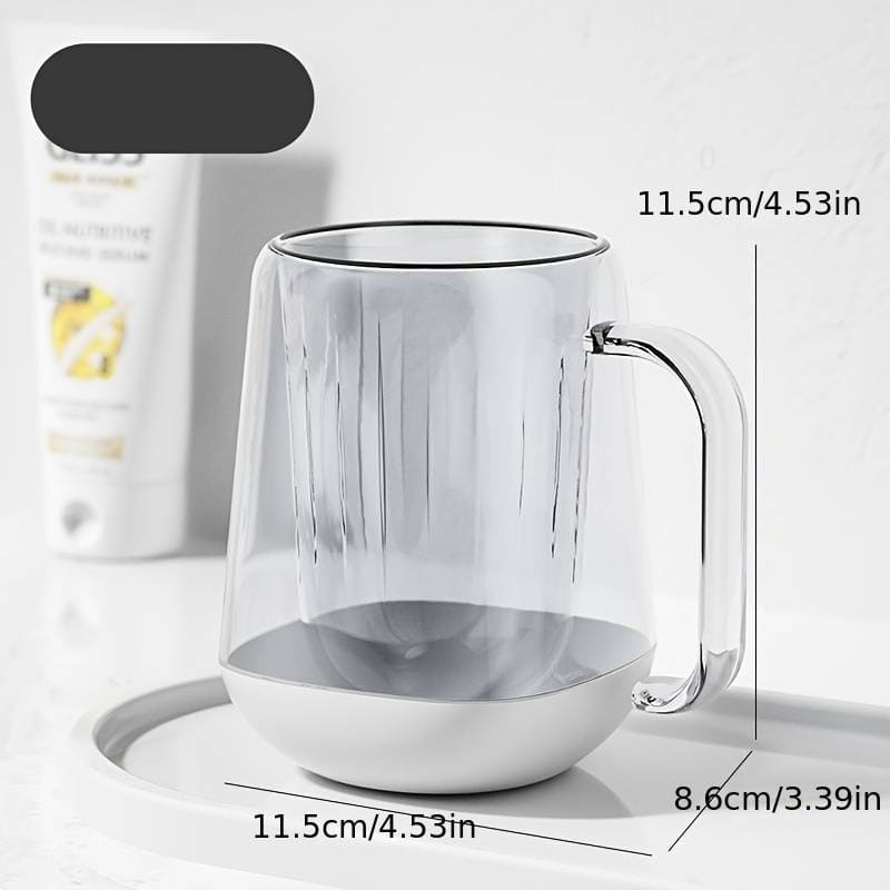 Mouth Wash Cup, Simple Transparent Brushing Mug, Anti Dirty Tooth Cup, Plastic Gargle Cup With Handle, Minimalist Bathroom Tumbler, Bathroom Accessories