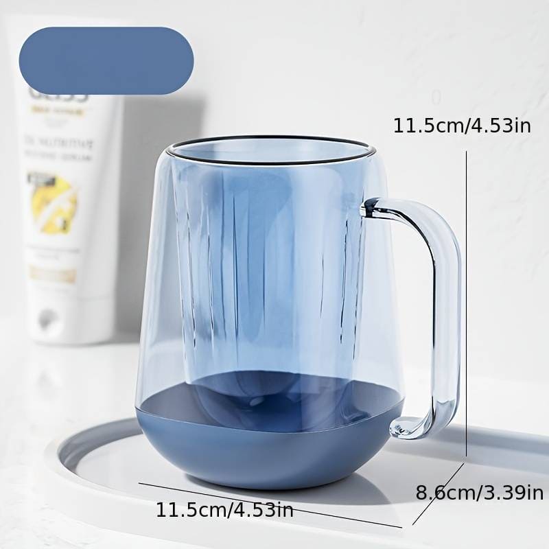 Mouth Wash Cup, Simple Transparent Brushing Mug, Anti Dirty Tooth Cup, Plastic Gargle Cup With Handle, Minimalist Bathroom Tumbler, Bathroom Accessories