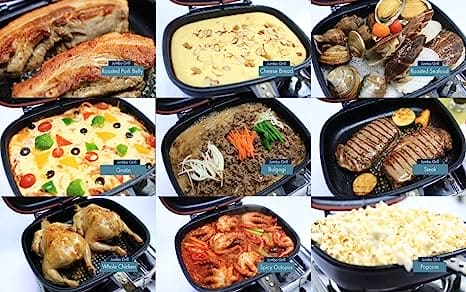 Double Sided Grill Pan, Non-Stick Barbecue Tool, Cookware Grill Frying Pan, Stainless Steel Double Face Pan, Multipurpose Nonstick Grill Pan With Strong Magnetic Handles, Kitchen Accessories Cooking Tool