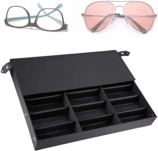 18 Grid Sunglasses Organizer, Eyeglasses Storage Display Box, Glasses Display Stand Storage Box Case Tray, Eye Wear Display Stand, Foldable Glasses Display Case, Glasses Jewelry Organizer