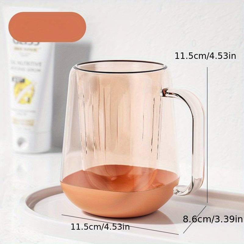 Mouth Wash Cup, Simple Transparent Brushing Mug, Anti Dirty Tooth Cup, Plastic Gargle Cup With Handle, Minimalist Bathroom Tumbler, Bathroom Accessories