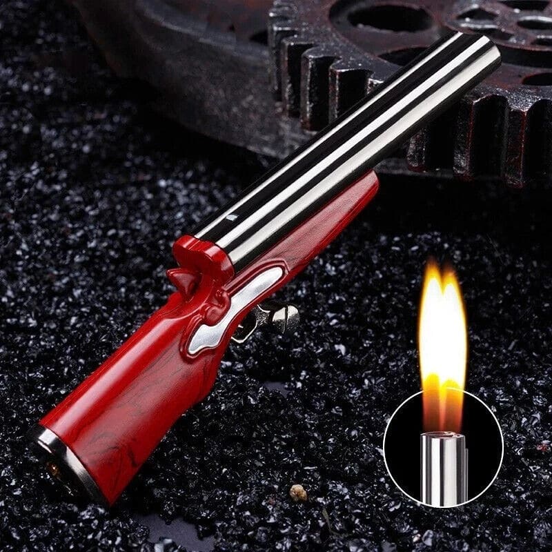 Double Barrel Gun Lighter, Gun Dual Flames Lighter, Metal Small Gun Shape Lighter, Windproof Double Flame Torch Lighter