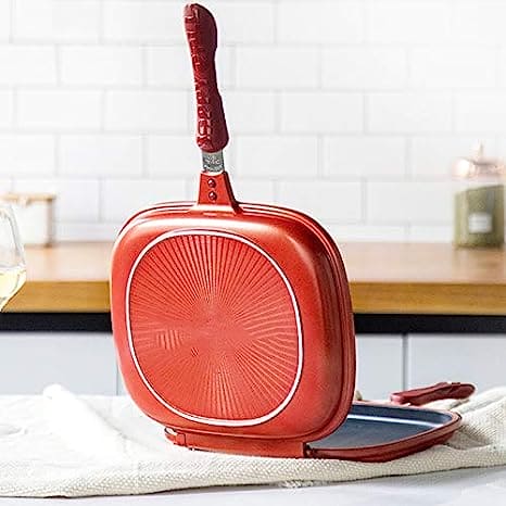 Double Sided Grill Pan, Non-Stick Barbecue Tool, Cookware Grill Frying Pan, Stainless Steel Double Face Pan, Multipurpose Nonstick Grill Pan With Strong Magnetic Handles, Kitchen Accessories Cooking Tool