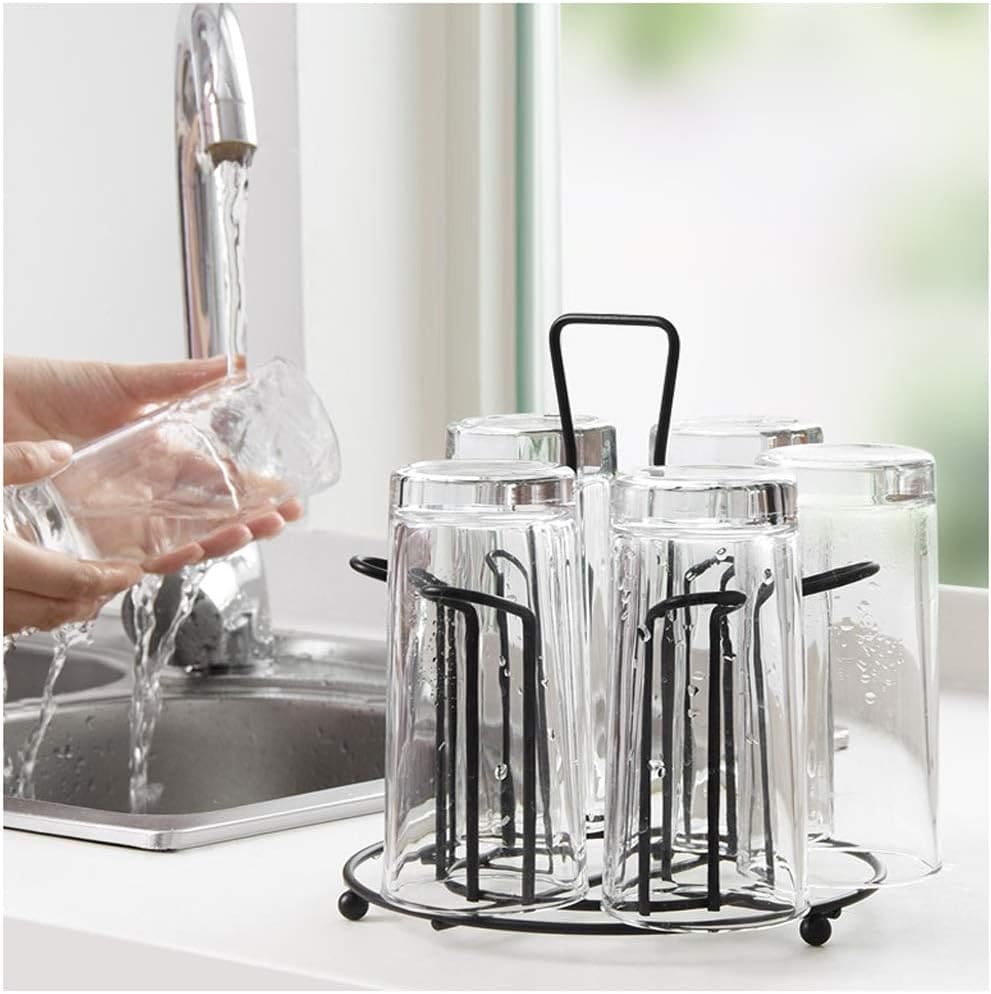 Tabletop Metal Glass Stand, 6 Mug Storage Rack, Metal Cup Drying Rack ...
