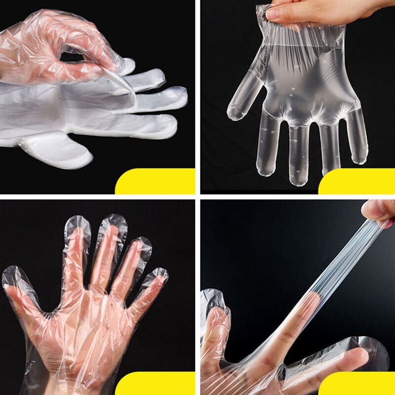 Set Of 100 Disposable Gloves, Transparent Hand Gloves, Food Grade Plastic Gloves, Plastic Dishwashing Gloves, Multipurpose Clear Disposable Gloves