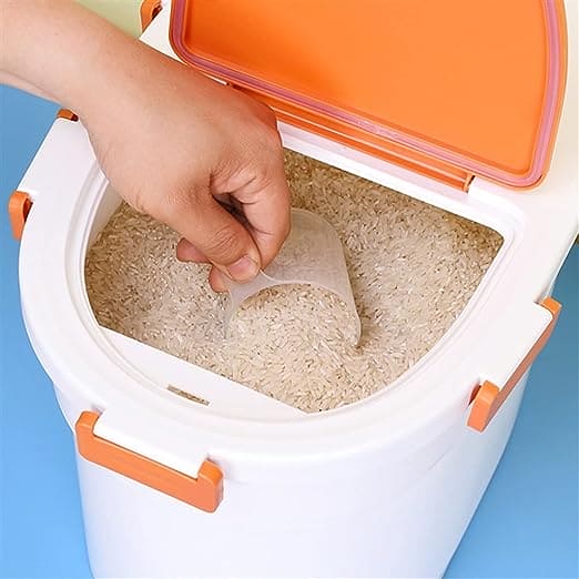 Nano Rice Container, Moisture Proof Rice Box, 5kg Cereal Grain Rice Storage Food Organizer, Food Bin With Locking Lid, Kitchen storage Sealed Rice Bucket, Multipurpose Cereal Dry Food Storage Box