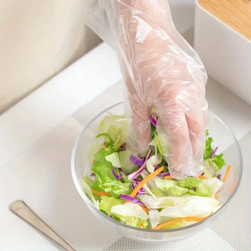 Set Of 100 Disposable Gloves, Transparent Hand Gloves, Food Grade Plastic Gloves, Plastic Dishwashing Gloves, Multipurpose Clear Disposable Gloves