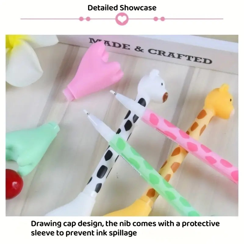 Creative Giraffe Gel Pen, Black Refill Signature Pen, Cute Giraffe Standable Gel Pen, Adorable Cartoon Student Signature Pen, School Office Stationery, Reusable 0.5mm Rollerball Gel Pen