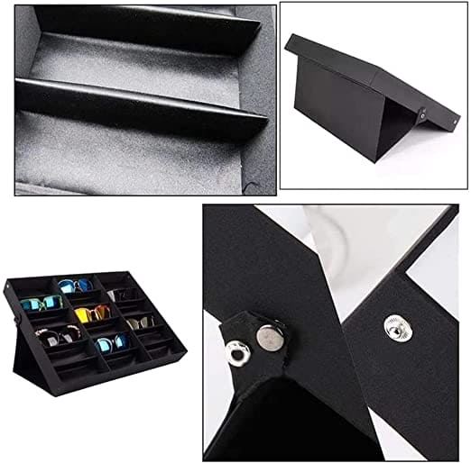 18 Grid Sunglasses Organizer, Eyeglasses Storage Display Box, Glasses Display Stand Storage Box Case Tray, Eye Wear Display Stand, Foldable Glasses Display Case, Glasses Jewelry Organizer