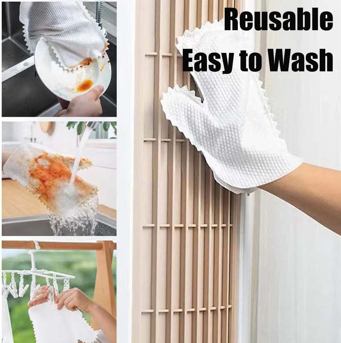 Set Of 10 Household Cleaning Gloves, Multifunctional Lazy Rags Gloves, Fish Scale Cleaning Duster Gloves, Multipurpose Kitchen Bathroom Household Cleaning Duster, Wet and Dry Dual-use Cloth, Reusable Non Woven Rag