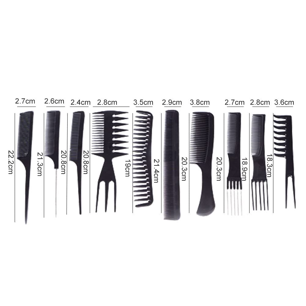 Set Of 10 Hair Styling Comb, Professional Styling Combs Set, Saloon Style Hair Brush Men Women Kids Combs