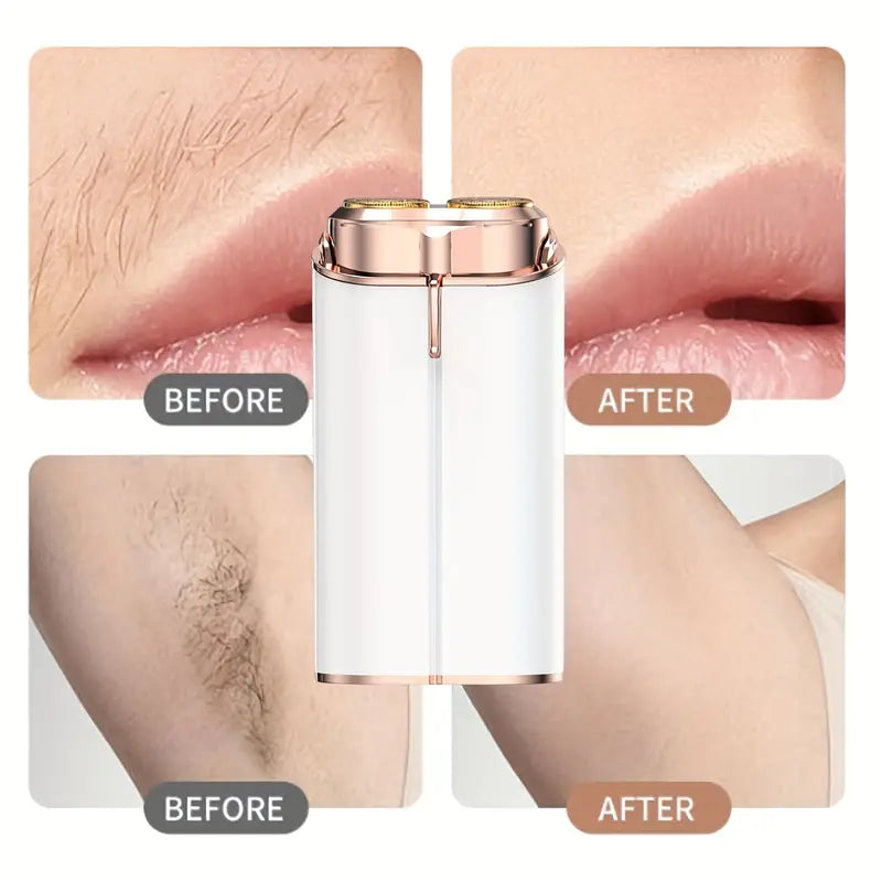 Dual Hair Flawless, Mini Lady Hair Trimmer, Floating Double Blade Hair Remover, Women Electric Shaver Epilator Tool, Painless Electric Face Razor, Instant Hair Remover Device, Electric Razor With Light