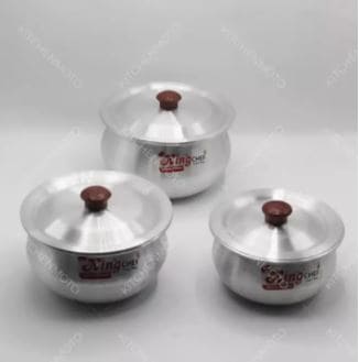 Set Of 3 Handi Set, Desi Handi Style Cooking Pots, Kitchen Cookware Set, Kitchen Dekchi Set Pot With Lid, Kitchen Cooking Bell Pot Stainless Steel Kitchen Ware Cooking Bowl