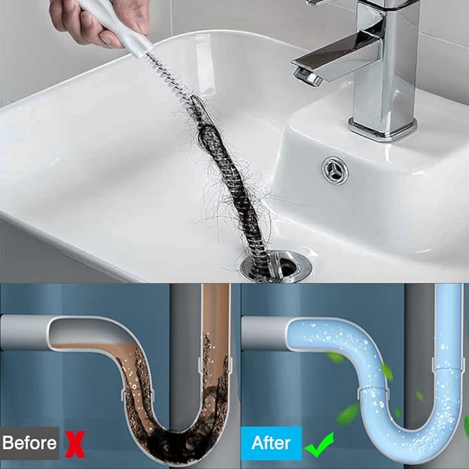 Pipe Hair Cather Brush, Long Handle Hair Sewer Sink Cleaning Brush, Flexible Clog Hole Remover Cleaning Tools, Bendable Sewer Toilet Washbasin Sink Cleaning Hook, Kitchen Bathroom Drain Cleaning Flexible Rod,