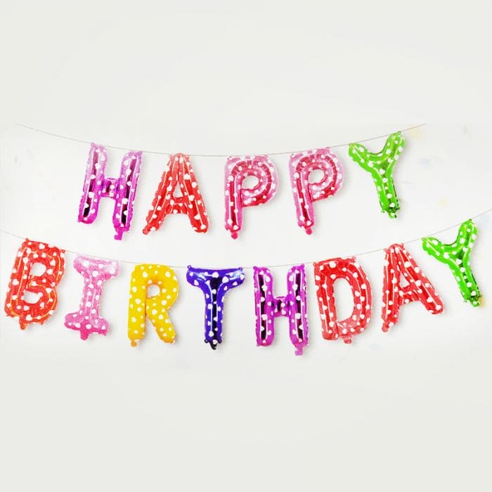 Multicolor Dotted Birthday Foil Balloon, Happy Birthday Multicolor Dotted Foil Balloons, Birthday Polka Dotted Balloons