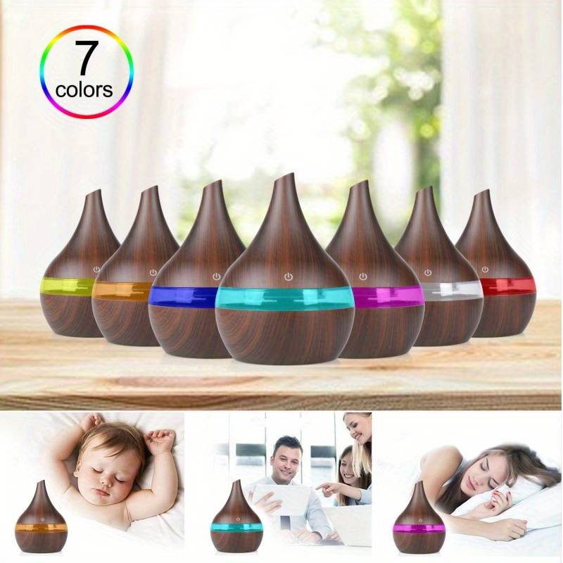 Quiet Wood Grain Humidifier, 300ml Electric Aroma Air Diffuser, USB Wood Ultrasonic, Essential Oil Aromatherapy Cool Mist Maker For Home