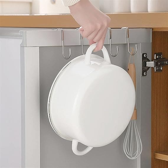 Double S Shaped Hook, Multipurpose Hook, Door Back Clothes Hanger, Over The Door Drawer Cabinet Hook, Stainless Steel Free Punching Hook, Kitchen Bathroom Cabinet Storage Hanger