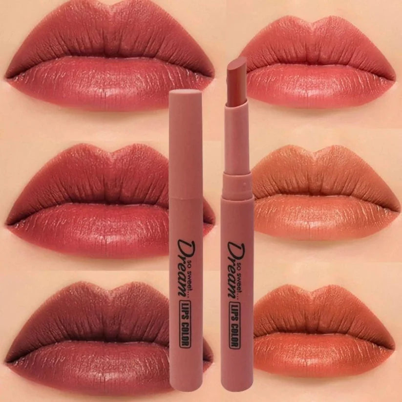 6 Pcs Heng Feng Dream Lipstick, Refreshing Dream Lip Gloss, Silky Touch Matte Lipsticks, Heng Fang So Sweet Dream Lipstick