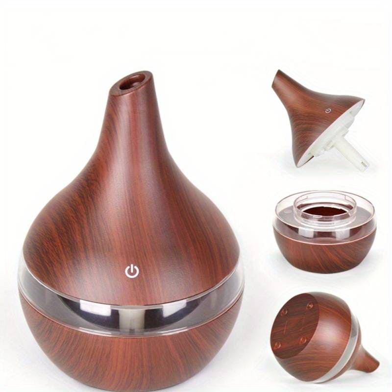 Quiet Wood Grain Humidifier, 300ml Electric Aroma Air Diffuser, USB Wood Ultrasonic, Essential Oil Aromatherapy Cool Mist Maker For Home