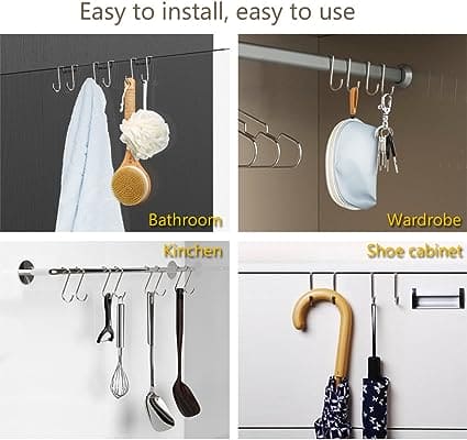Double S Shaped Hook, Multipurpose Hook, Door Back Clothes Hanger, Over The Door Drawer Cabinet Hook, Stainless Steel Free Punching Hook, Kitchen Bathroom Cabinet Storage Hanger