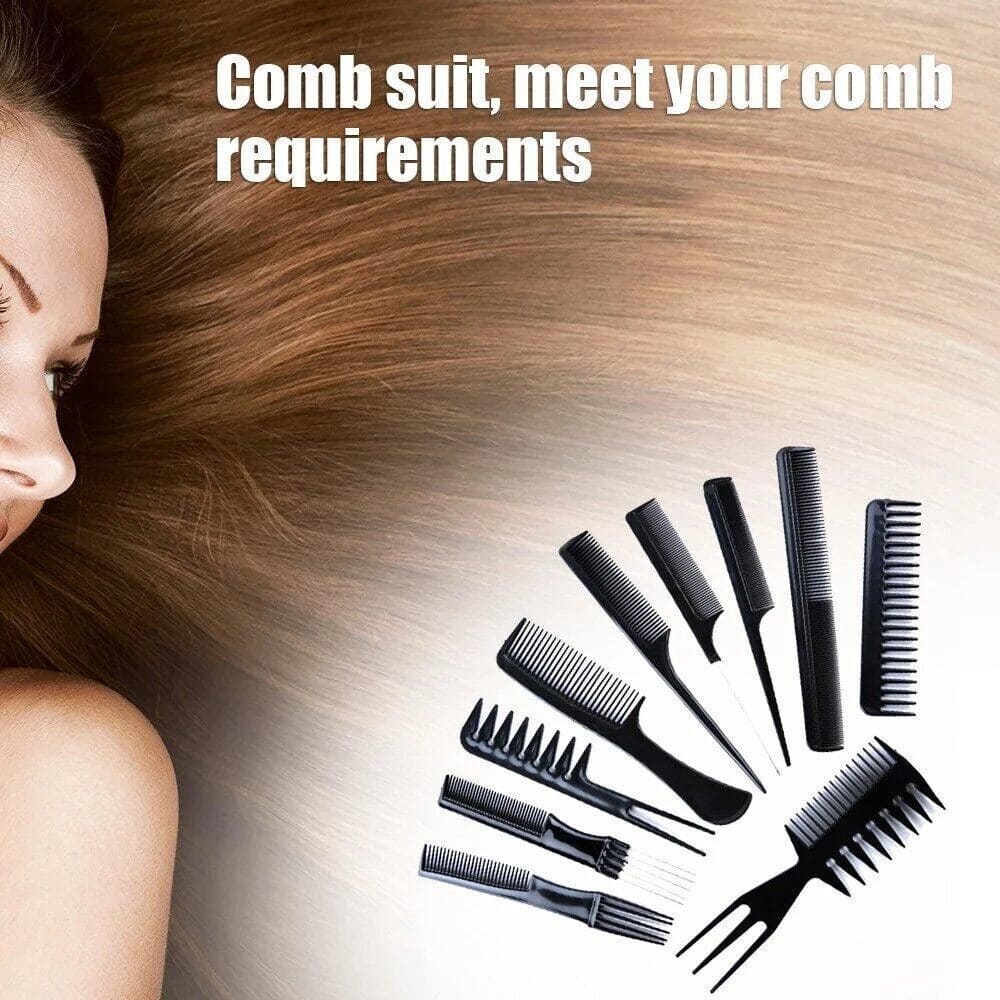 Set Of 10 Hair Styling Comb, Professional Styling Combs Set, Saloon Style Hair Brush Men Women Kids Combs