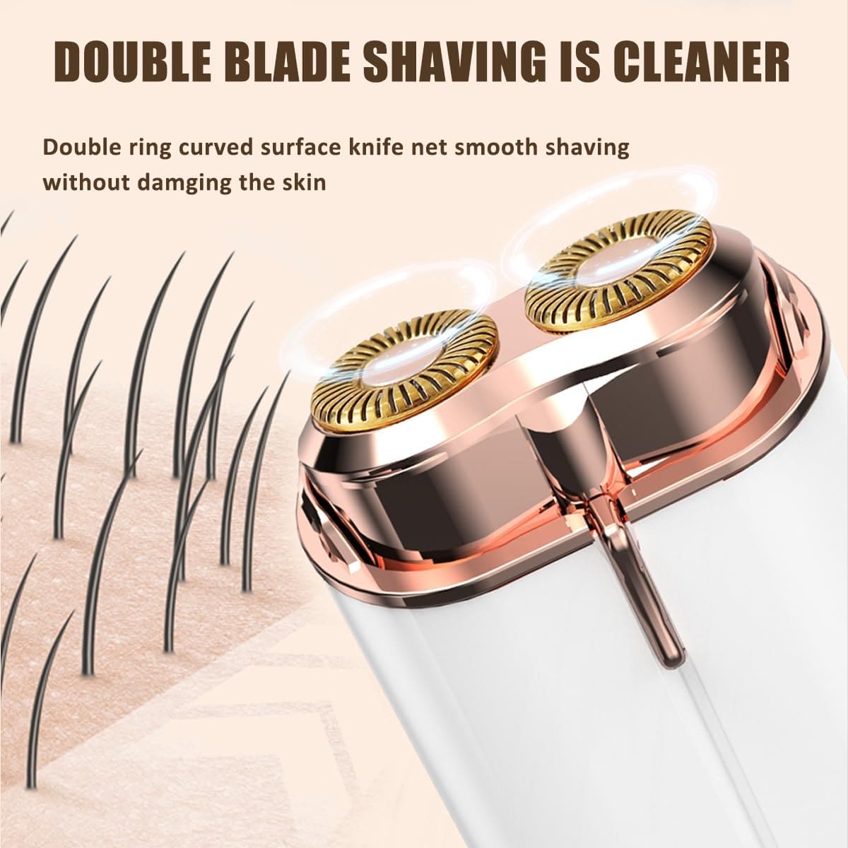 Dual Hair Flawless, Mini Lady Hair Trimmer, Floating Double Blade Hair Remover, Women Electric Shaver Epilator Tool, Painless Electric Face Razor, Instant Hair Remover Device, Electric Razor With Light