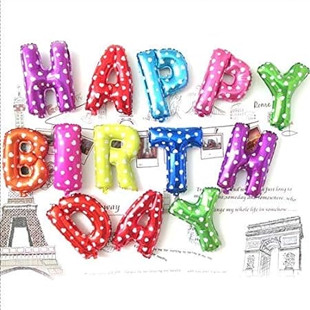 Multicolor Dotted Birthday Foil Balloon, Happy Birthday Multicolor Dotted Foil Balloons, Birthday Polka Dotted Balloons