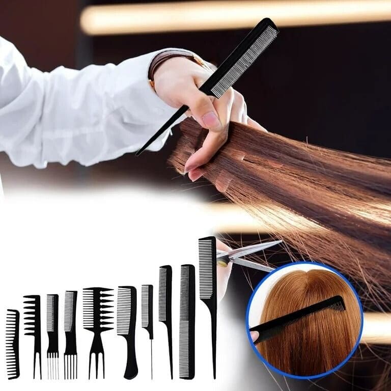 Set Of 10 Hair Styling Comb, Professional Styling Combs Set, Saloon Style Hair Brush Men Women Kids Combs