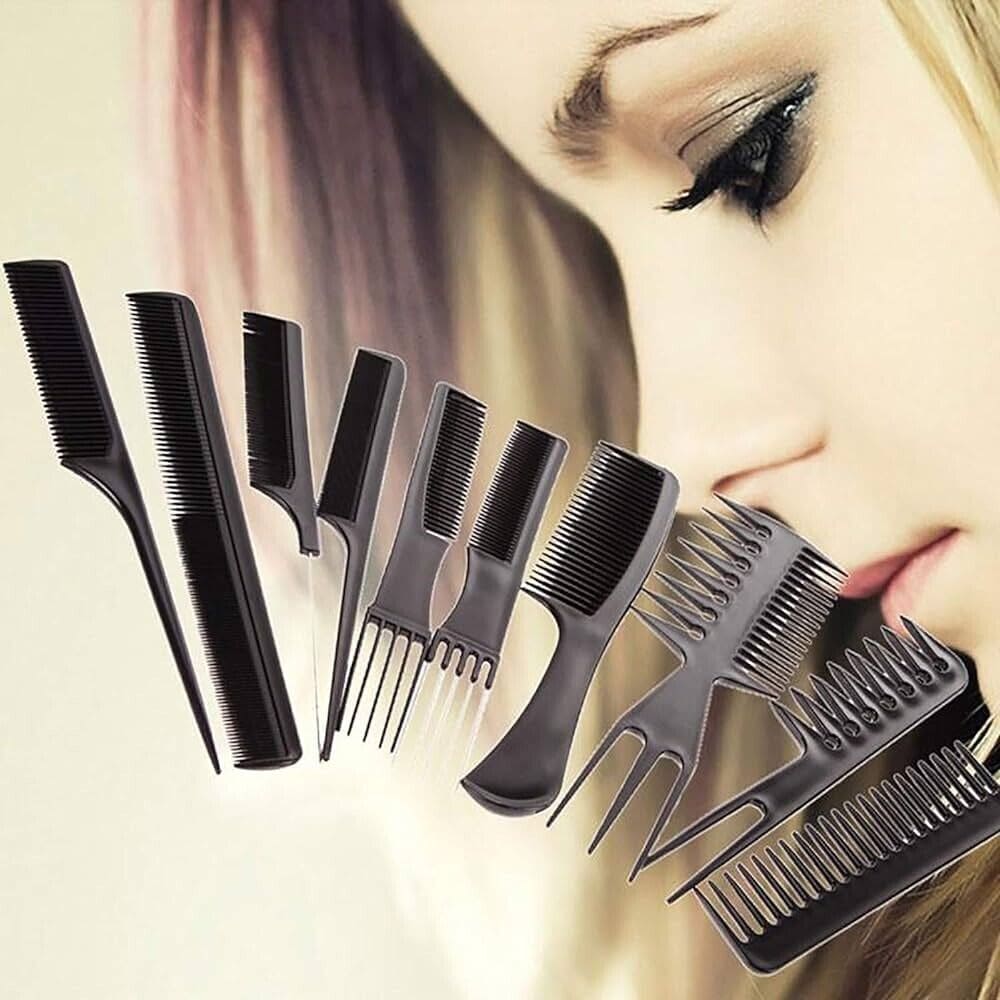 Set Of 10 Hair Styling Comb, Professional Styling Combs Set, Saloon Style Hair Brush Men Women Kids Combs