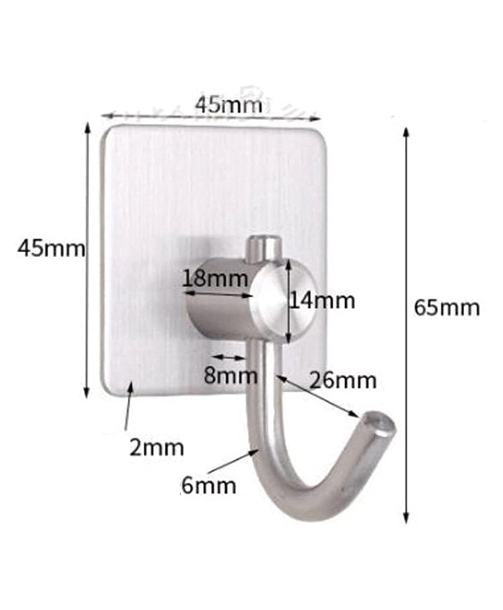 Stainless Steel Square Hook, Home Kitchen Wall Door Hanger, Self Adhesive Multipurpose Rustproof Hook, Wall Mount Clothes Hook, Heavy Duty for Wall Sticking Hooks