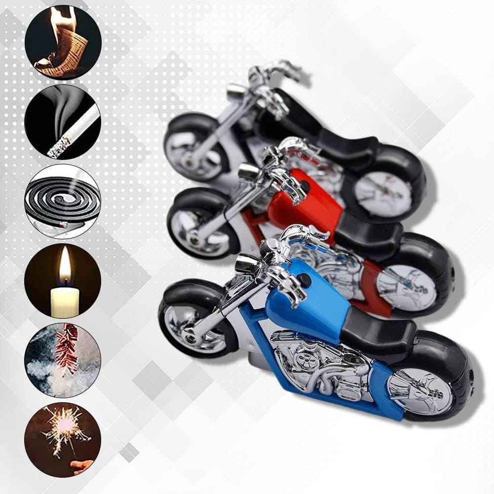 Bike Shape Jet Torch Lighter, Inflatable LED Light Motorcycle Lighter, Mini Portable Pocket Lighter, Butane Inflatable Lighter, Refillable Adjustable Jet Flame Lighter, Windproof Desktop Decoration Pretty Lighter