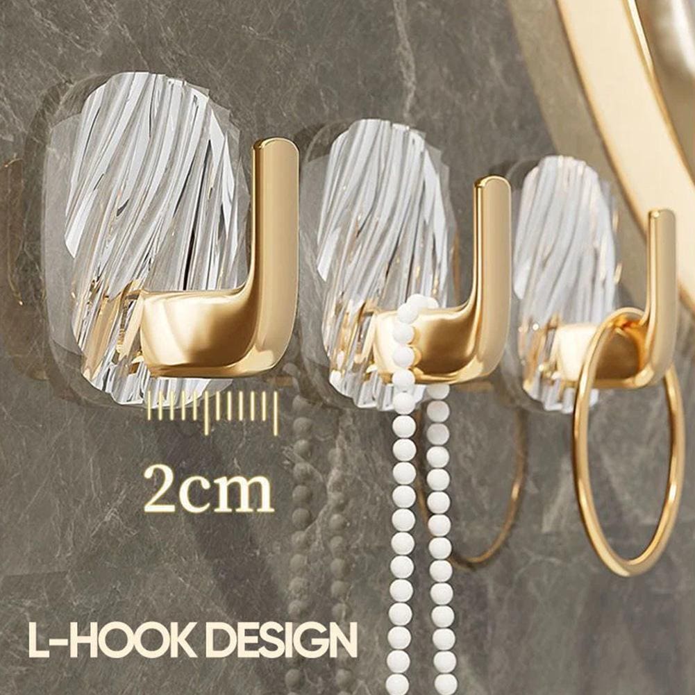 Square Luxury Key Hanger, Self Adhesive Acrylic Hooks, Punch Dree Light Luxury Hook, Kitchen Bathroom Storage Hanger, Multifunctional Door Organizer, Non Punching Sticky Hook, Multipurpose Kitchen Bathroom Hooks