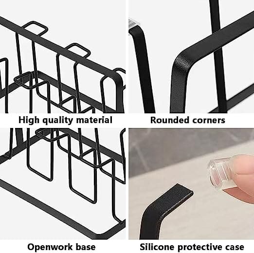 Iron Glass Stand, 6 Hooks Cups Mug Glass Stand Holder, Metal Cup Drying Rack Shelf, Cup Hanging Drainer, Upside Down Cup Drain Rack, Countertop Cup Holder for Bottle, Glass, Mug, Non-Slip Mugs Bottles Organizer For Kitchen