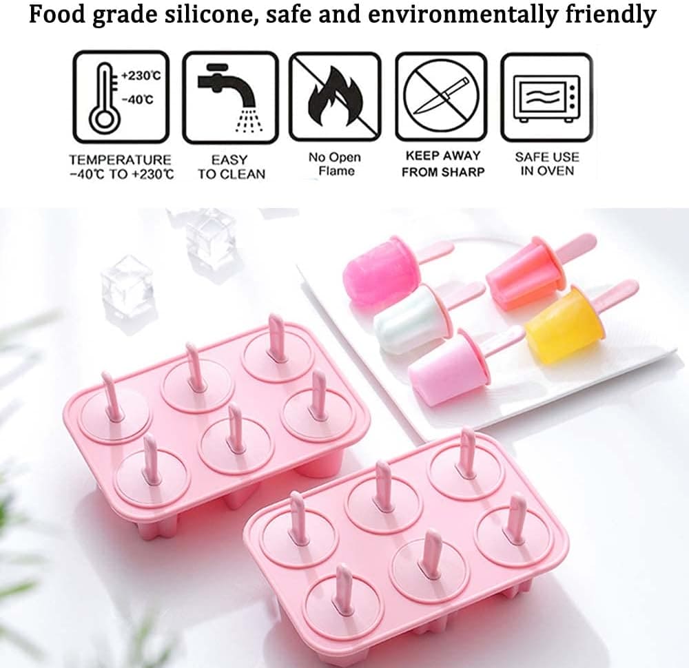 New Silicon Summer Ice Tray, 6 Hole Popsicle Mold, Reusable DIY Homemade Ice Cream Maker Tools, Ice Pole Jelly Popsicle Mold with Reusable Stick, Mini Dormitory Ice Maker for Chilling Cool Drinks