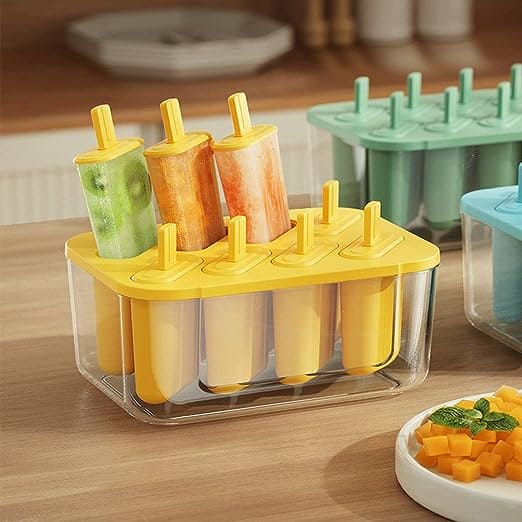 8 Grid Ice Popsicle Molds, Silicone Ice Cream Mold with Cover, Home Ice Cream Mold,  Whiskey Cocktails Ice Cube Mold With Storage Box, Easy Release Popsicle Mold