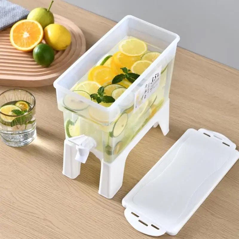 3.5L Party Drink Dispenser With Stand, Transparent Freezer Water Jugs, Cold Kettle Water Pitcher With Tap Jug, Summer Large Cold Kettle With Faucet, Beverage Dispenser Water Cool Jug, Plastic Pitcher With Lid, Beverages Dispenser With Dual Use Stand