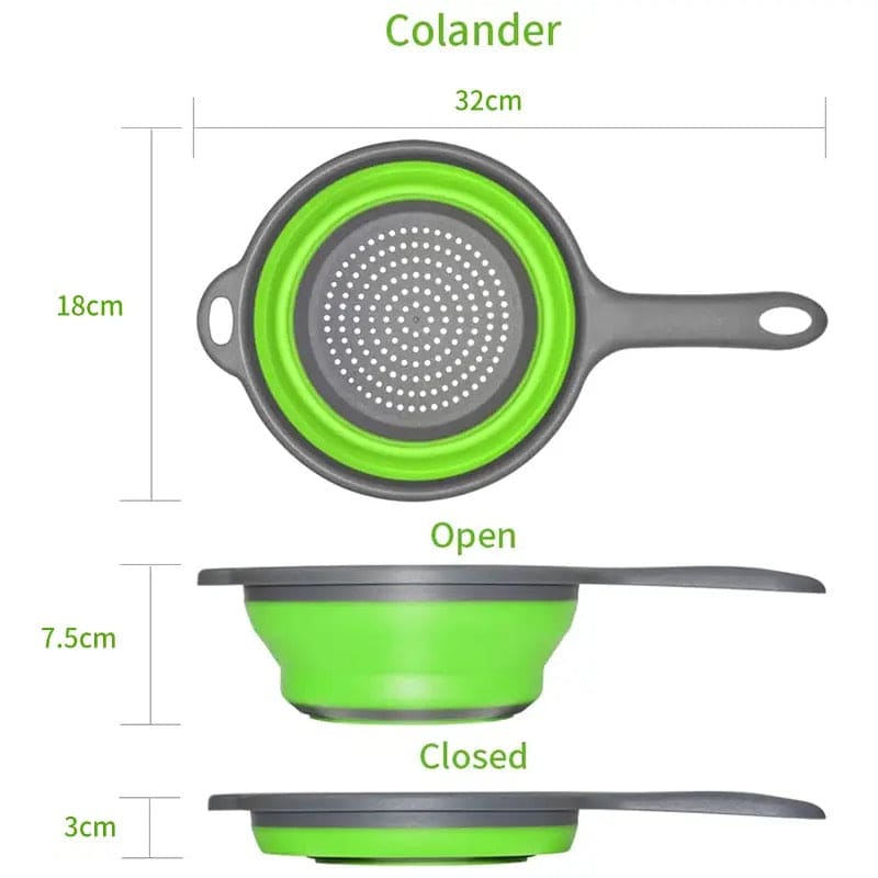 Foldable Colander Basket, Folding Vegetable Fruit Washing Basket Drain Strainer, Extendable Kitchen Colander Strainer With Handle, Round Kitchen Strainer for Draining, Over The Sink Vegetable/Fruit Flexible Strainer,  Folding Heat Resistant Colander