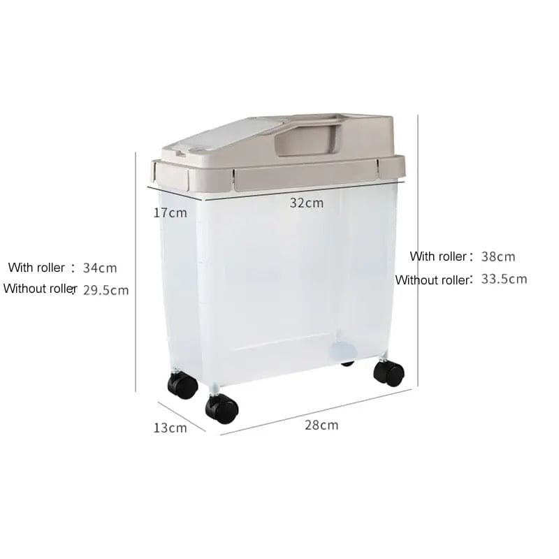 Baffect Food Storage Container, Transparent Sealed Rice Storage Box, Household Soybean Corn Cereal Storage Box, 10kg Large Capacity Grain Cereal Storage Box With Wheels And Measuring Cup, Airtight Food Tank Organizer, Flip Top Food Container Bucket