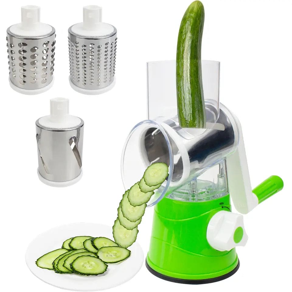 Multifunctional Roller Vegetable Cutter, 3 In 1 Vegetable Slicer And Cutter, Manual Rotary Drum Greator, Hand Roller Type Square Drum Vegetable Cutter with 3 Removable Blades For Kitchen