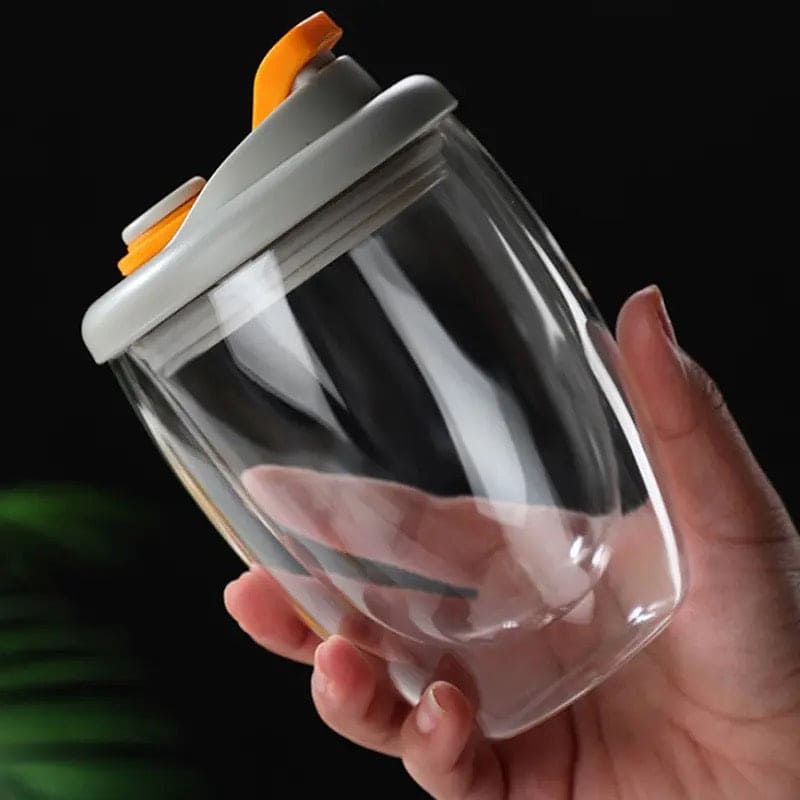 Double Wall Glass, Transparent Insulated Coffee Cup, Transparent Double Layer Wall Glass Cup with Silica Leak Proof Lid, Portable Beverage Drinking Cup, Cute Portable Water Cup, Double Wall Glass Cup