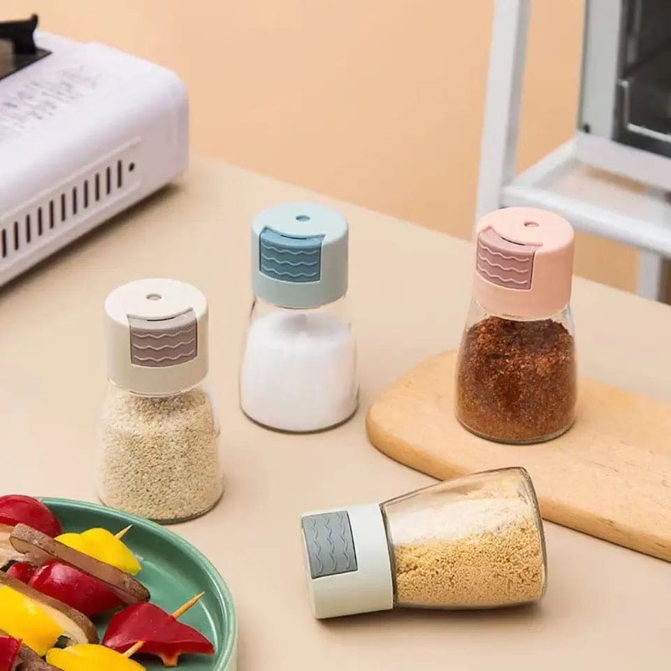 Metering Salt Shaker, Quantitative Salt Shaker, Press Salt Shaker, Seasoning Spice Jar Can, Kitchen Spice Seasoning Bottle, Push Type Salt Dispenser, Cap Sealed Cruet Condiment Seasoning Jars