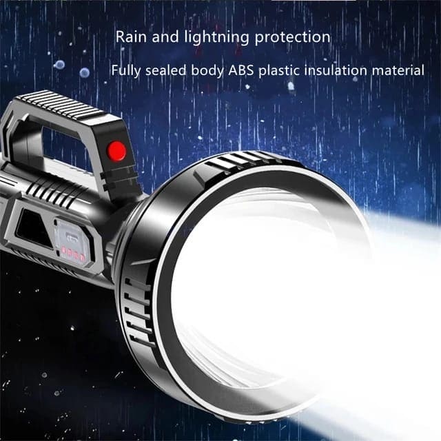 Portable Search Light, Big Beam Long Range Flashlight, Lantern Outdoor Patrol Flashlight, USB Rechargeable Waterproof Torch, Mountable Bracket Handheld Searchlight, 3 Modes Handheld Spotlight, Hiking Camping Emergency Lamps