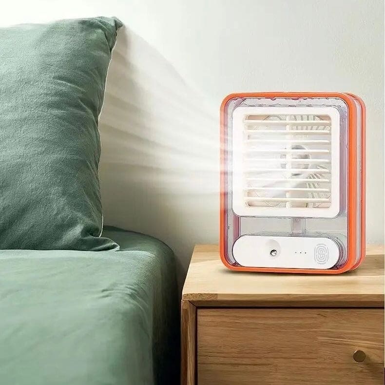 Portable Desktop Air Conditioner, USB Mini Air Cooler Fan, Water Cooling Fan, 500 ml Water Tank USB Personal Cooler, Quiet Mini Desktop Cooling Fan for Indoor Outdoor, Personal Humidifying Air Fan, Air Cooler Desk Fan for Office Kitchen Home